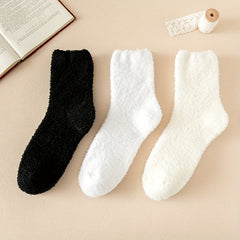 3 Pairs Plush Socks Soft Mid Tube Women's Stockings