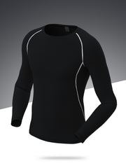 Men's Solid Workout Shirt High Stretch Compression Base Layer