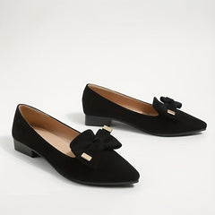 Women's Bowknot Flat Shoes Pointed Toe Slip On Office Work Shoes