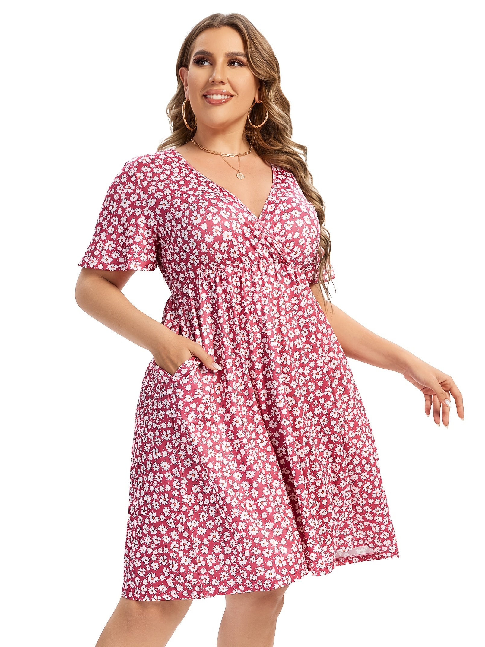  Women's Ditsy Floral Print Dress