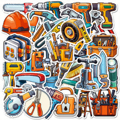 50pcs Cartoon Tool Stickers for Water Bottles Laptops DIY Craft Scrapbooks