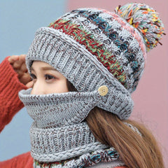 3pcs Plush Beanie, Neck Gaiter & Coldproof Mask Set for Outdoor Cycling Ski