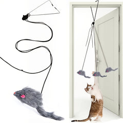 Interactive Door Hanging Cat Toy with Mouse Teaser