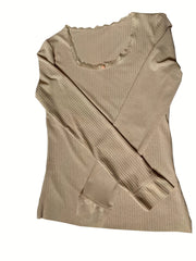  Women's Lace Ribbed Mini Long Sleeve Thin Sweater