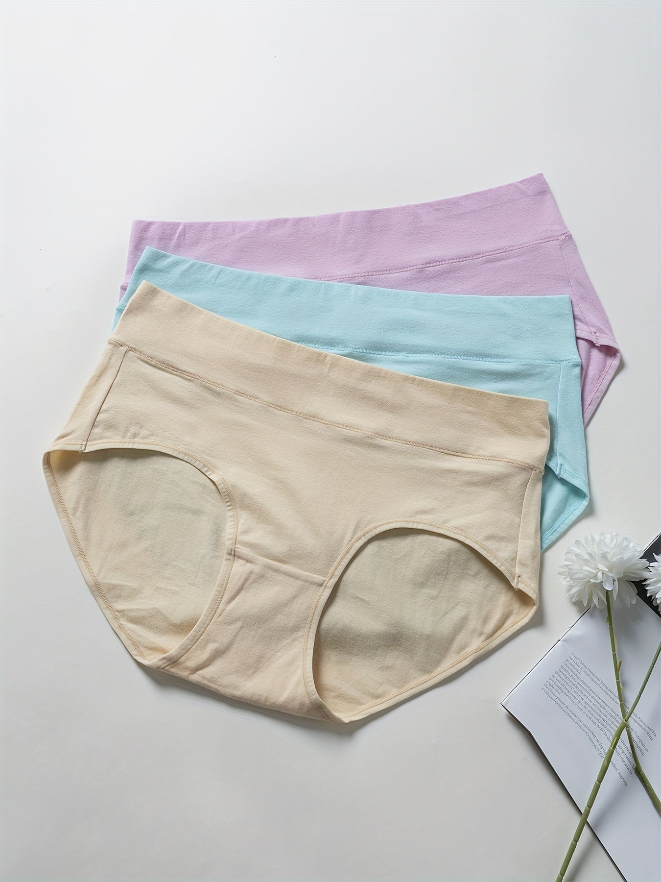 3 Pack Plus Solid High Rise Panties Set