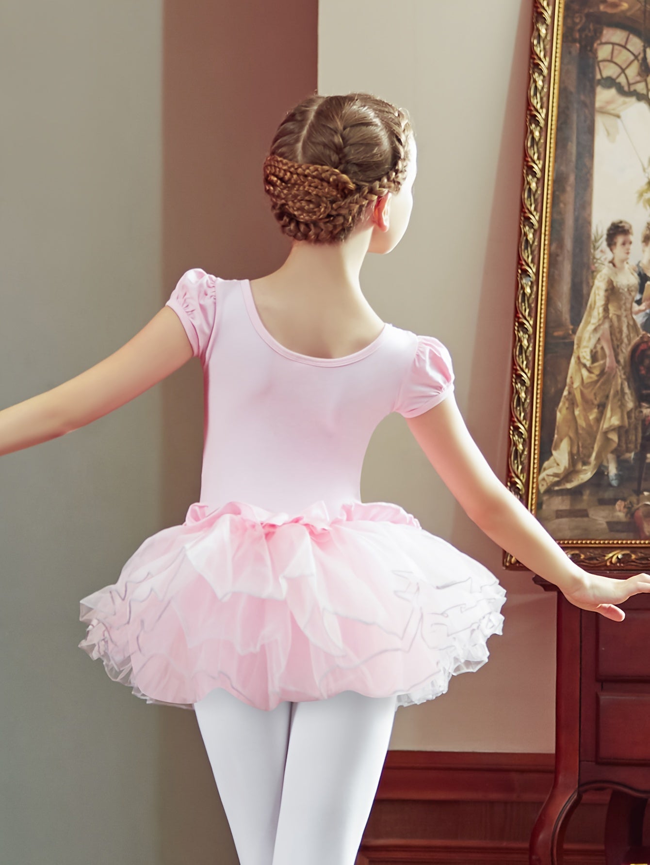 Breathable Cotton Ballet Leotard Tutu Dress for Girls Gymnastics Practice