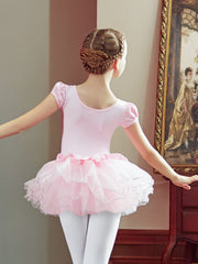 Breathable Cotton Ballet Leotard Tutu Dress for Girls Gymnastics Practice