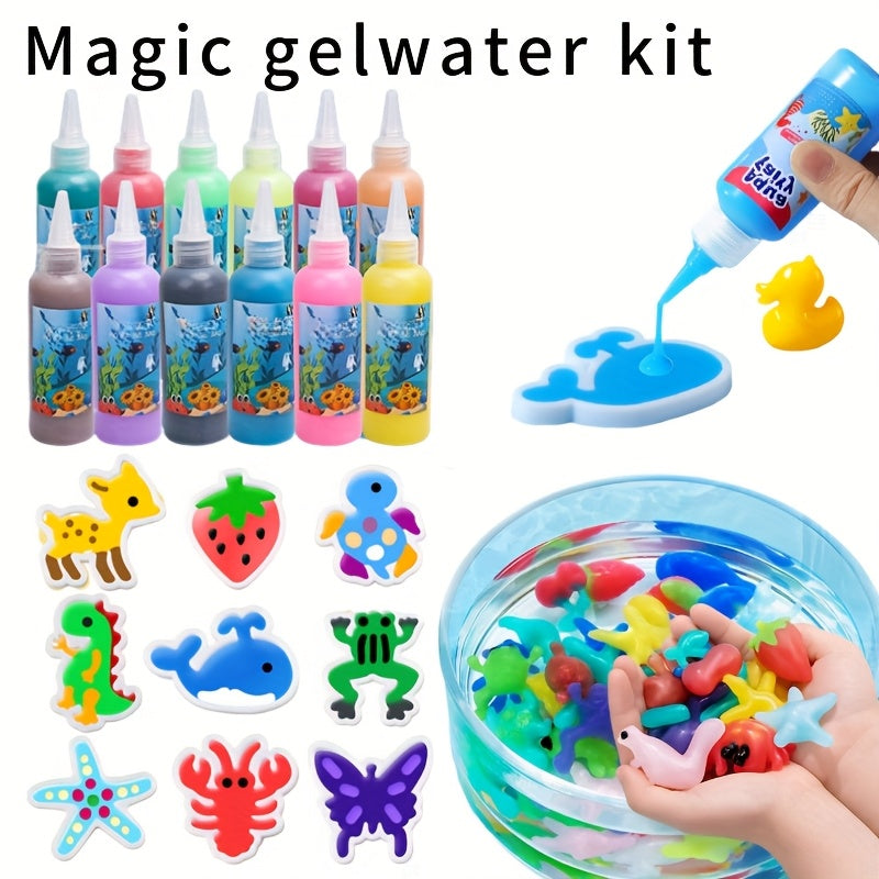 Magic Gelwater Kit with 6 Gel Colors & 12 Ocean Creatures Molds