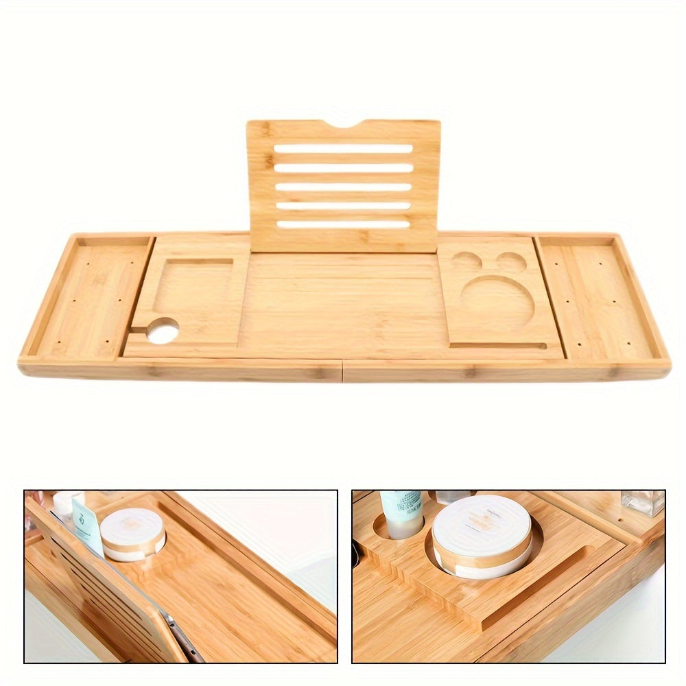 Bathroom Tray Multifunction Bathtub Serving Tray Bamboo Bath Bridge