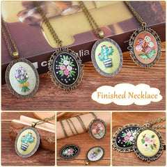 3D Embroidery Necklace Flowers Pattern DIY Cross Stitch Crafts