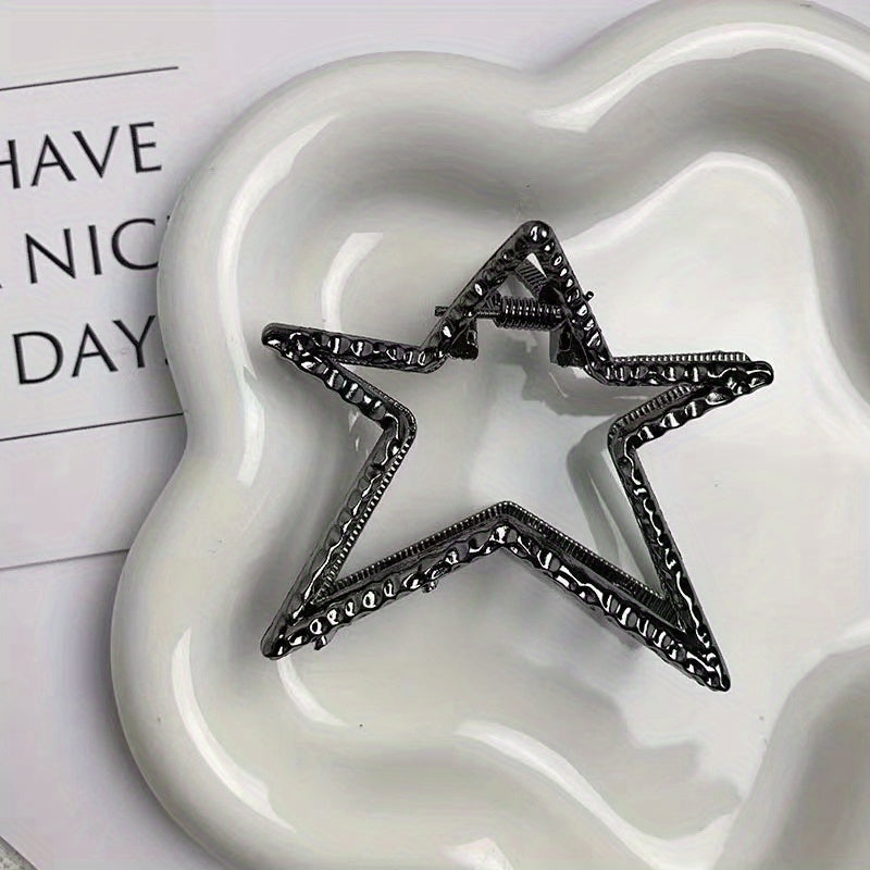 Rhinestone Pentagram Hair Clip Ponytail Metal Hair Claw