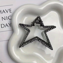 Rhinestone Pentagram Hair Clip Ponytail Metal Hair Claw