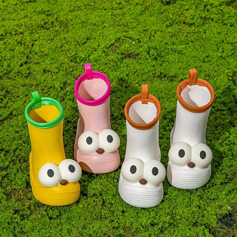 JIAGEYA Boy's Slip On Rain Boots Funny Pattern Waterproof Shoes For Kids