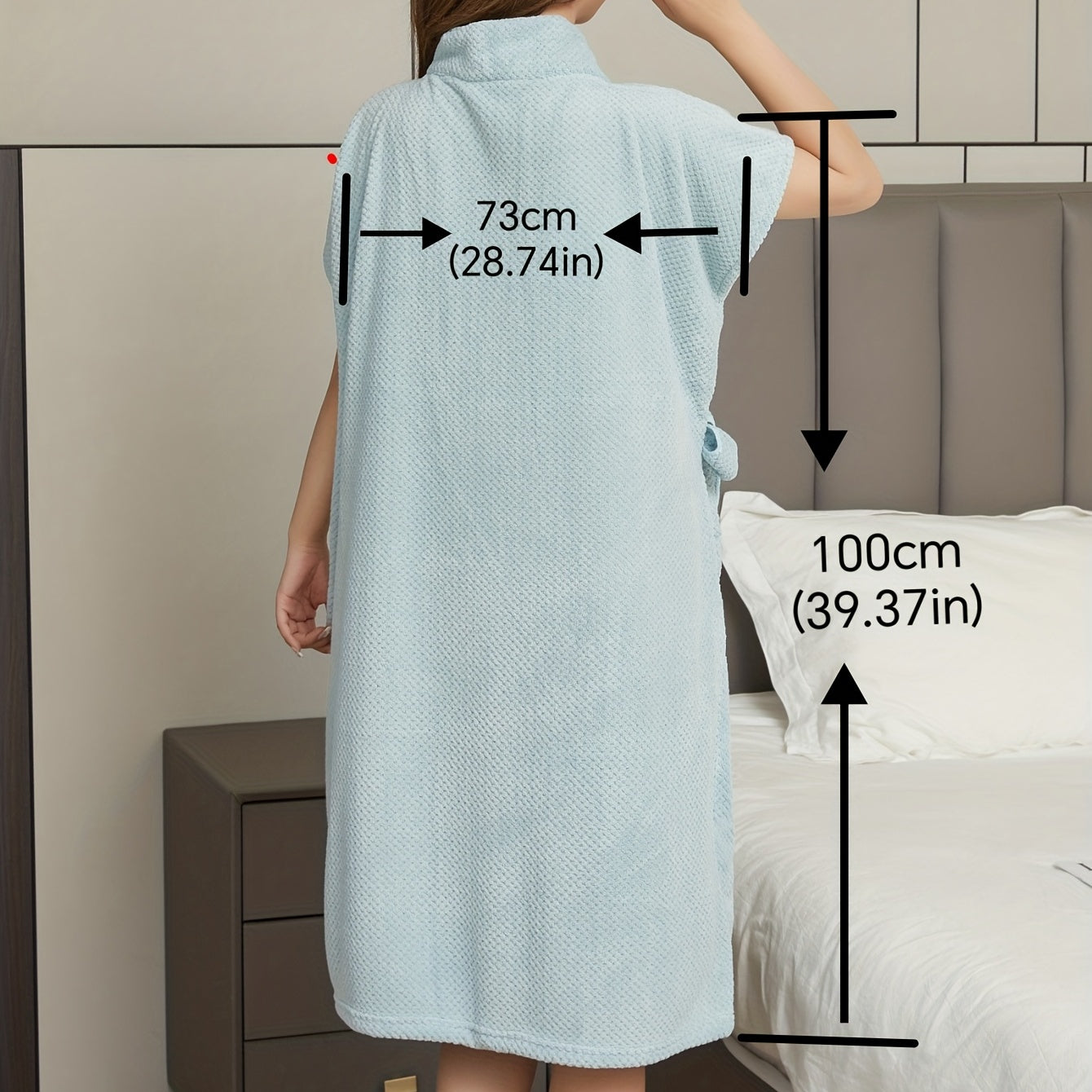 Coral Fleece Bathrobe with Rabbit Ear Embroidery for Home and Bathroom