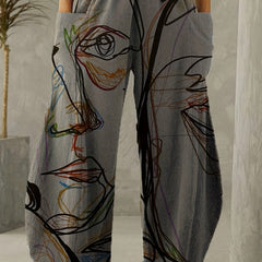  Geo Print High Rise Wide Leg Pants