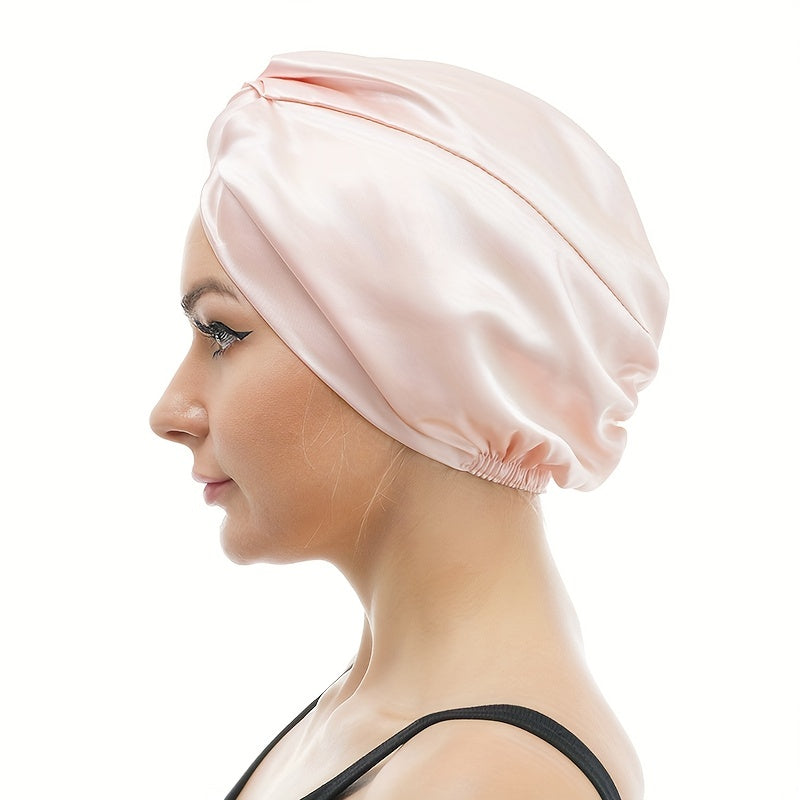 Soft Satin Bonnet Silk Double Layer Turban Night Cap Solid Pre Tied Knotted
