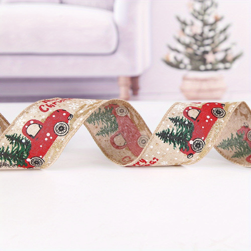 5m Christmas Ribbon Colorful Car Printing
