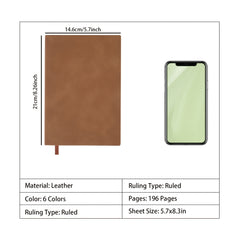 A5 Journal Notebook Thick Paper 196 Pages Leather Hardcover Journals