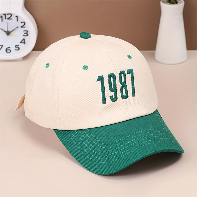 1987 Embroidery Cotton Baseball Cap Vintage Couple Sun Hat