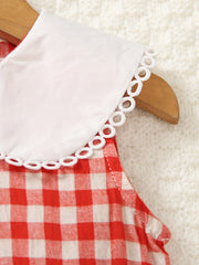 Girl's Plaid Button Front Dress for Summer