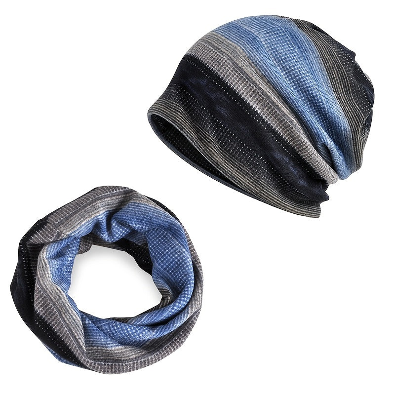 Winter Slouchy Knit Hat Scarf Combo Man Woman Unisex