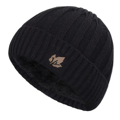 Winter Velvet Beanie Hat Maple Leaf Print Outdoor Ski Hat
