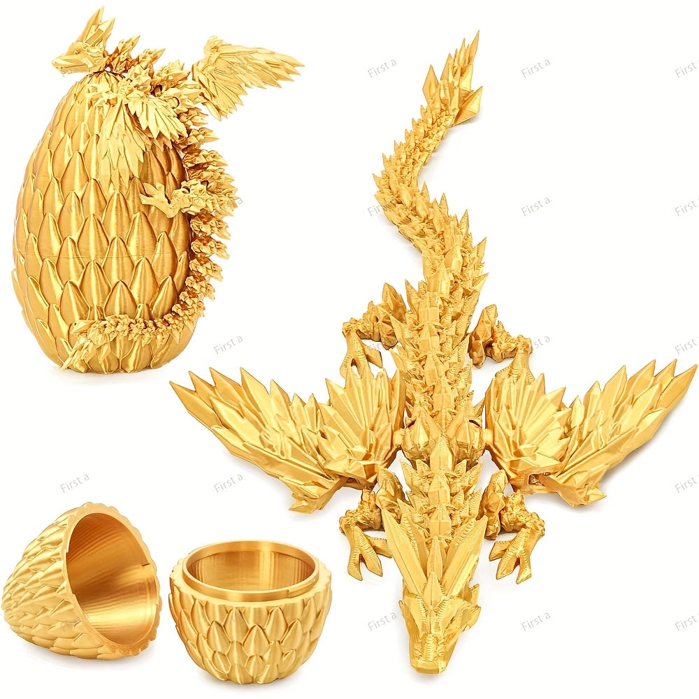 Golden Dragon Statue with Pterosaur Egg - Home Decor Gift for Fantasy Collectors