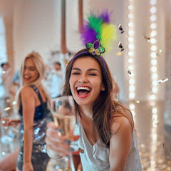 2pcs Glitter Feather Headbands for Carnival & St Patrick's Party