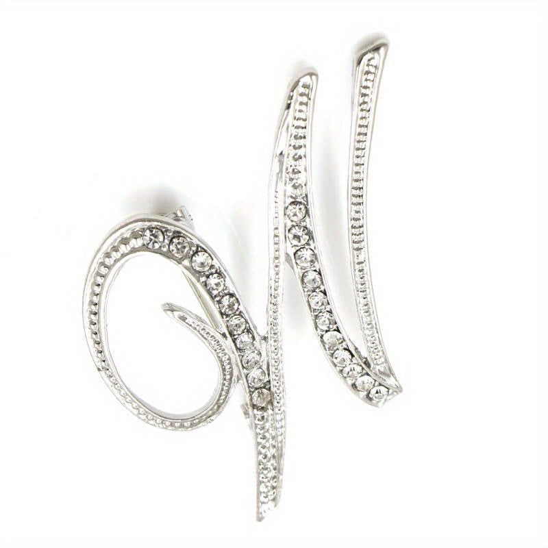Rhinestone Letter Brooch Pin Alloy Diamond Inlaid Corsage Jewelry