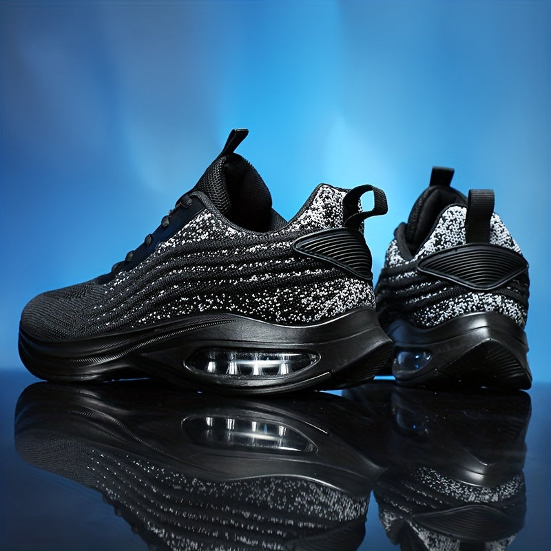 Men's Knit Air Cushioned Lace Up Casual Shoes Lightweight Non Slip Sneaker