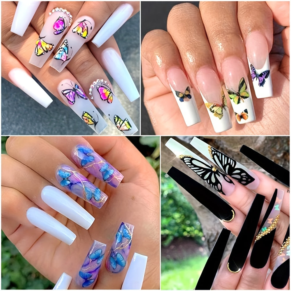 30 Sheets Butterfly Nail Art Stickers - Flower Patterns Manicure Tips