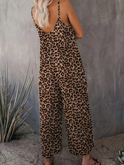  Leopard Print Cami Jumpsuit with Pockets