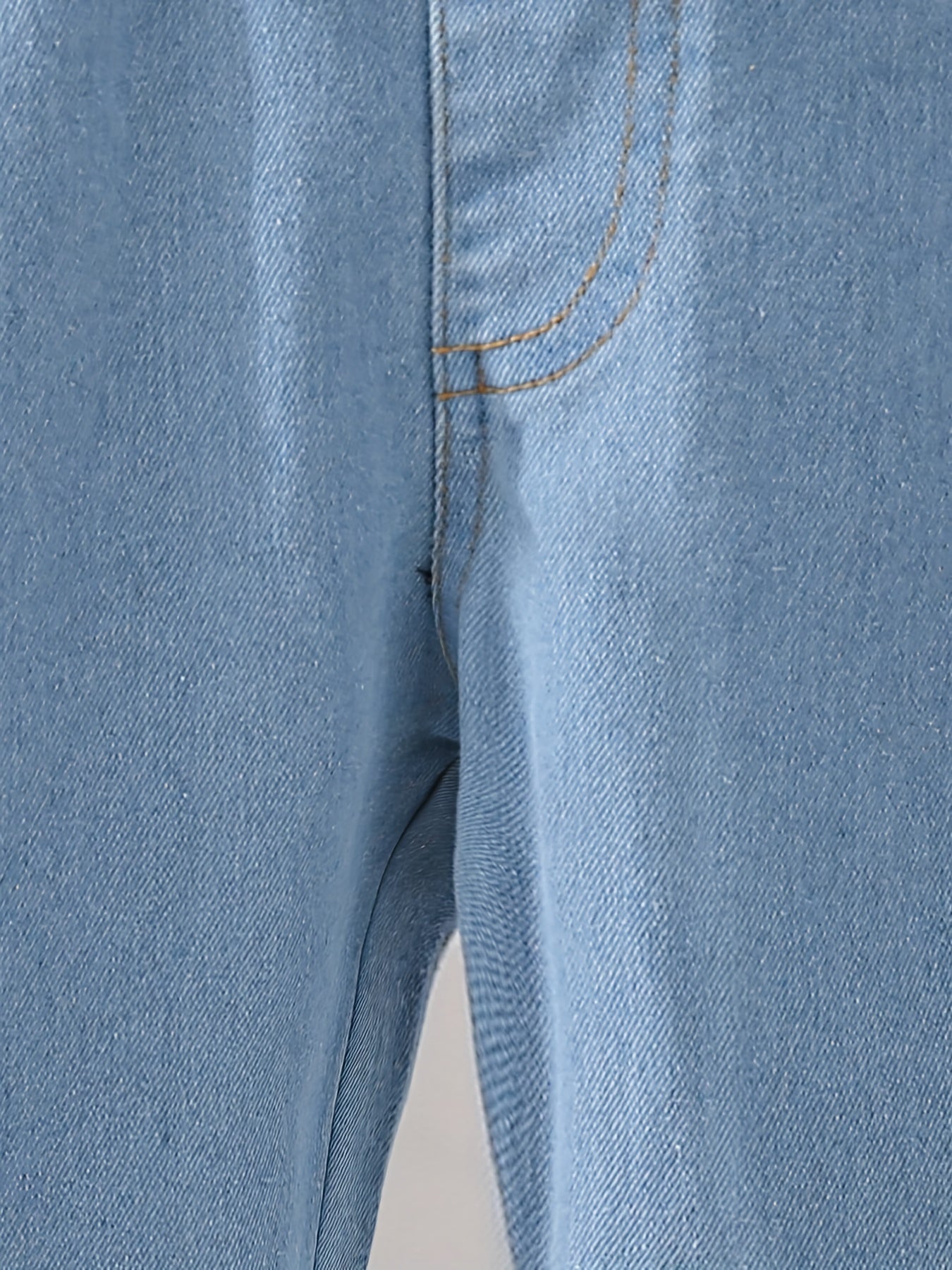 Kid Girls Casual Denim Pants Trousers Elastic Waist Regular Fit Jeans