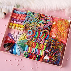 Colorful Hair Ties Set Elastic Ponytail Clips Holders Rubber Band