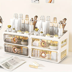 2 Layer Transparent Storage Box With Top Cover Cosmetics Drawer Style