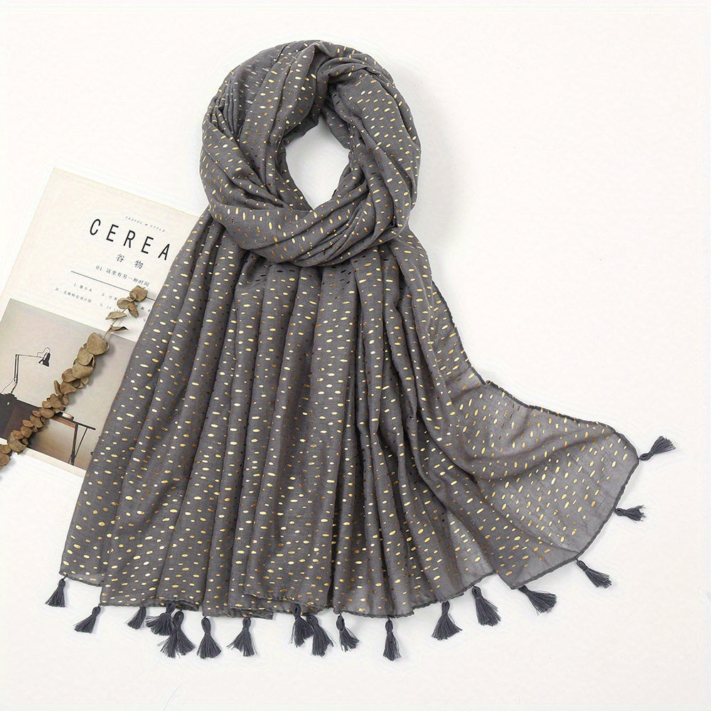 Hot Stamping Hijab Cotton Tassel Scarf Head Wrap