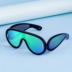 European American One-piece Large Frame Sunglasses Men's Women's Wide Leg Sports