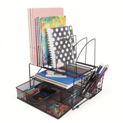 Comix Desk Organizer 2 Tier File Holder with Drawer & Pen Holder