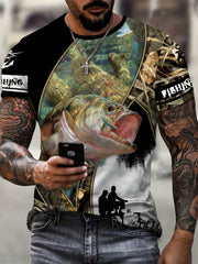 Carp 3D Print Men's Block T Shirt