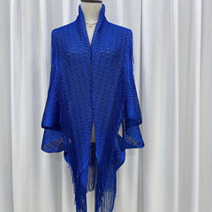 Bright Cape Hollow Out Tassel Bikini Cover Up Windproof Cardigan