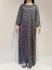  Casual Lounge Dress Women's Plus Allover Print Long Sleeve