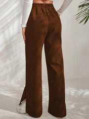  Corduroy Wide Leg Pants High Rise Side Split Pockets