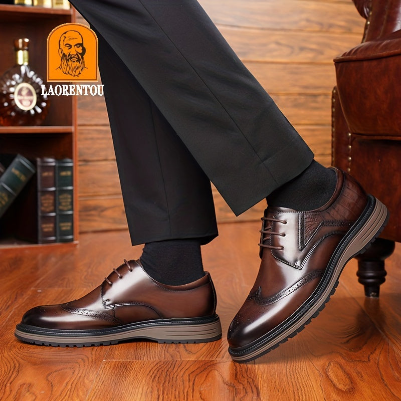 LAORENTOU Men's Brogue Leather Dress Shoes Lightweight Formal Shoes