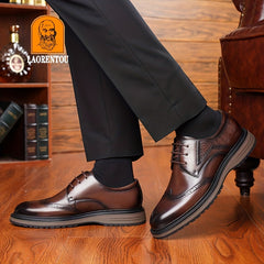 LAORENTOU Men's Brogue Leather Dress Shoes Lightweight Formal Shoes