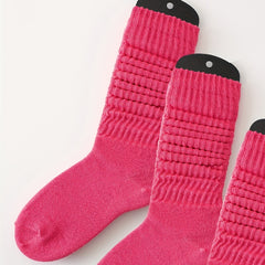 3 Pairs Solid Socks Soft Sports Women's Stockings