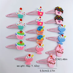 16pcs Cartoon Ice Cream Hair Clip Snap Clip Y2K Hair Slides Clip Non Slip