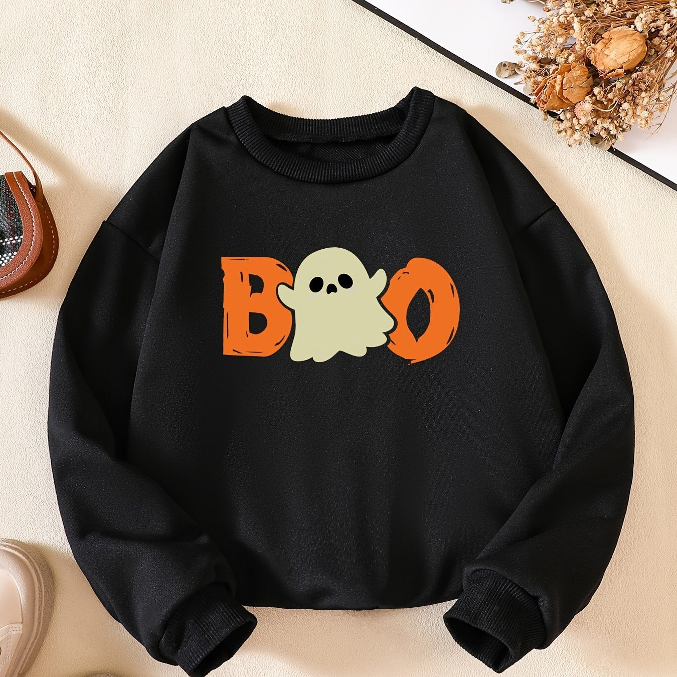 Halloween Party Boo Print Boys Casual Sweatshirt