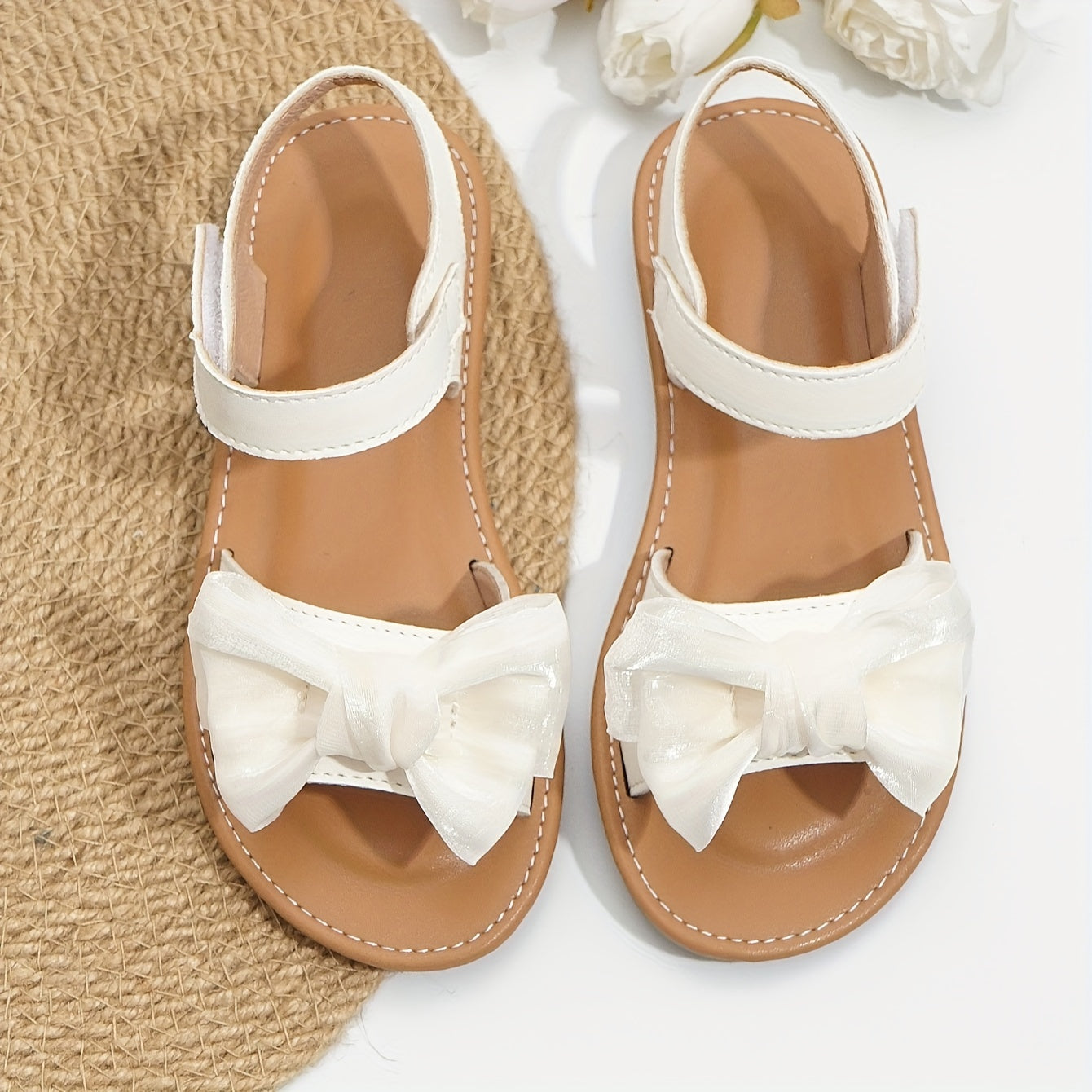 Girls Bowknot Open Toe Sandals Lightweight Anti Slip Sandals