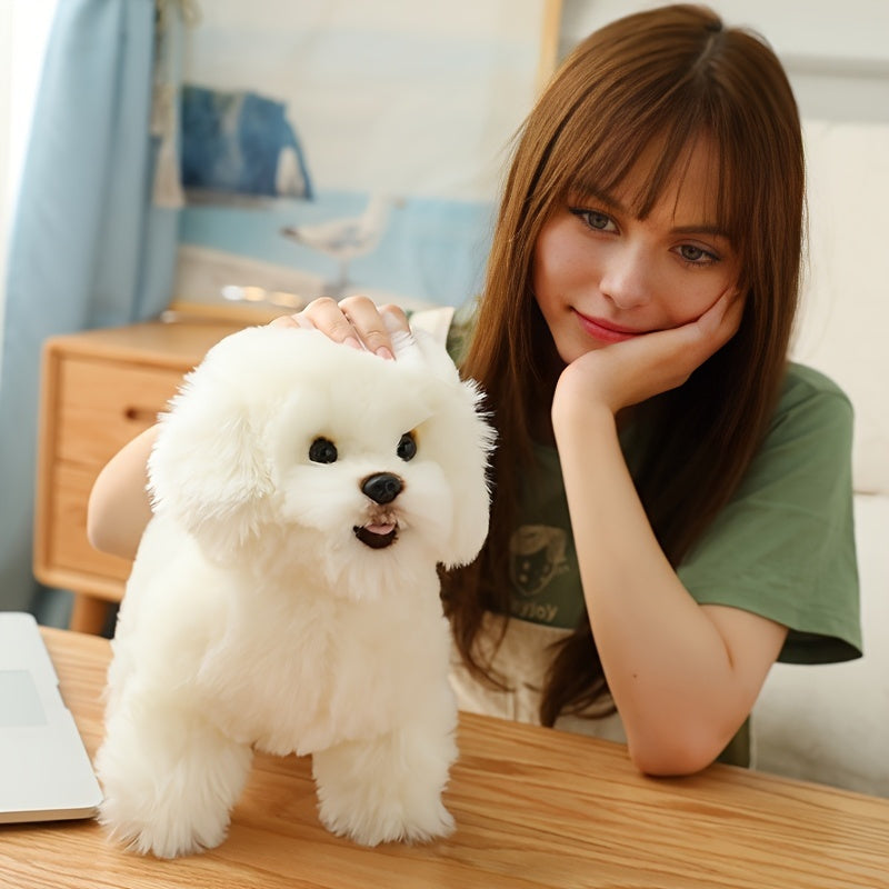 Bichon Dog Plush Toy Soft Fluffy Brown Stuffed Animal