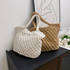 Minimalist Hollow Out Straw Bag Woven Shoulder Bag For Vacation
